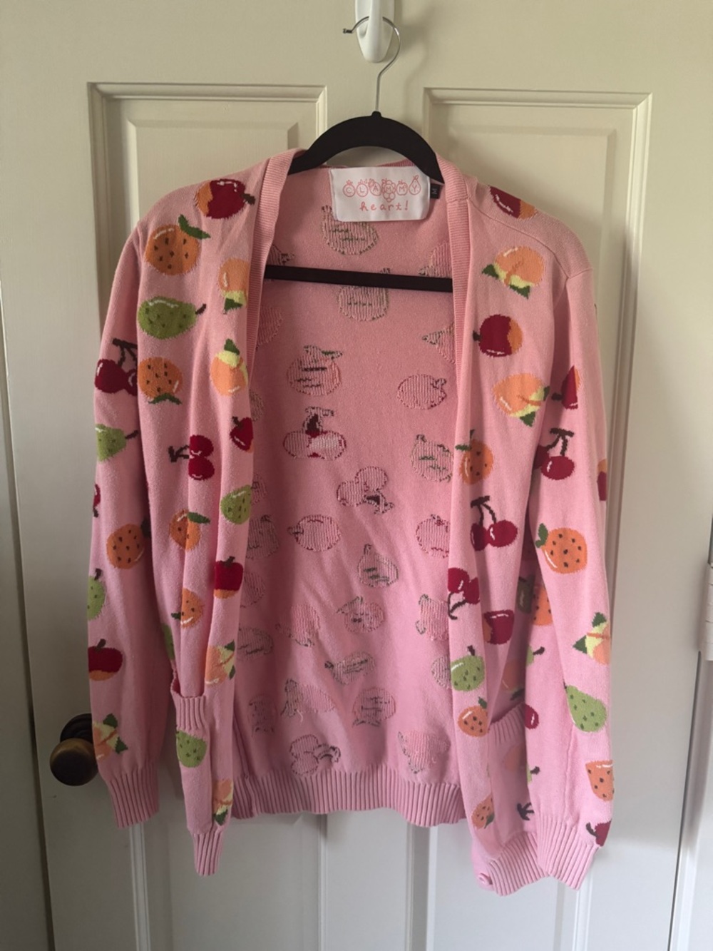 Clammy Heart Animal Crossing Pink Fruit Cardigan Sweater